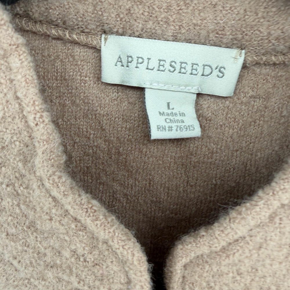 Appleseeds Womens Large 100%‎ Wool Mock Neck Button Front Jacket Camel Tan L - Picture 2 of 6